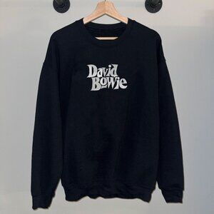 Black White David Bowie 70s Ziggy Stardust Music Crewneck Sweatshirt